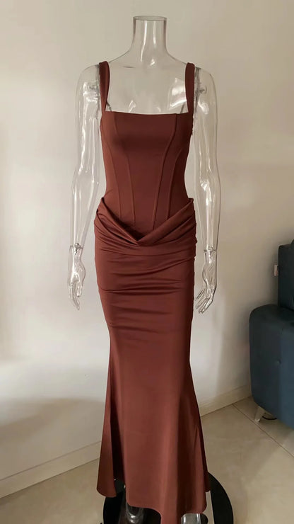 SDM205 Babybo Women Maxi Dress Sexy Lace up Ladies Sleeveless Bodycon Corset  Dress for Wedding Birthday