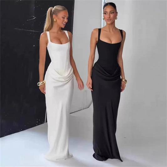 SDM205 Babybo Women Maxi Dress Sexy Lace up Ladies Sleeveless Bodycon Corset  Dress for Wedding Birthday