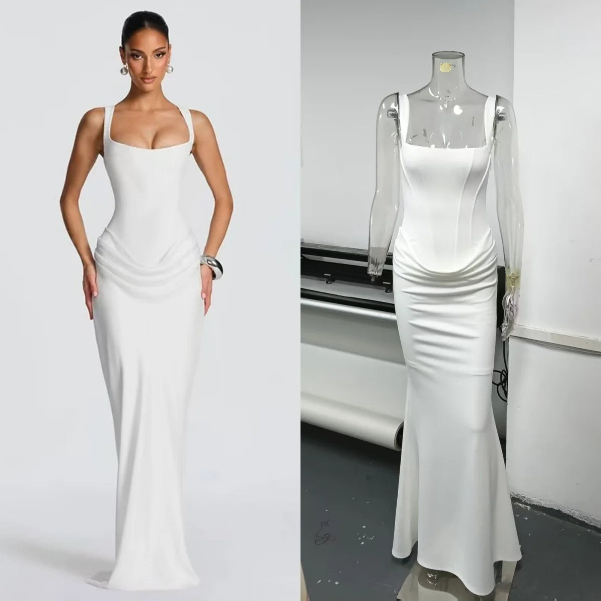 SDM205 Babybo Women Maxi Dress Sexy Lace up Ladies Sleeveless Bodycon Corset  Dress for Wedding Birthday