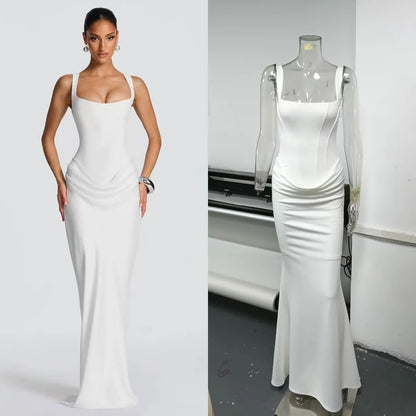 SDM205 Babybo Women Maxi Dress Sexy Lace up Ladies Sleeveless Bodycon Corset  Dress for Wedding Birthday